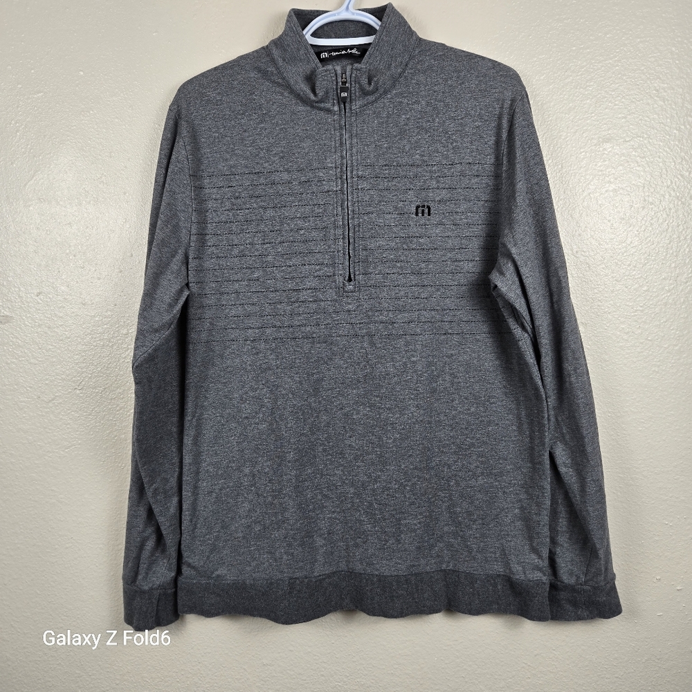 TravisMathew 1/4 Zip Pullover Mens Medium Gray Excellent Texas Flag Performance